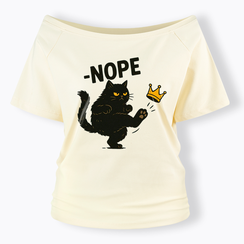 No Kings in America Black Cat Off Shoulder T-Shirt