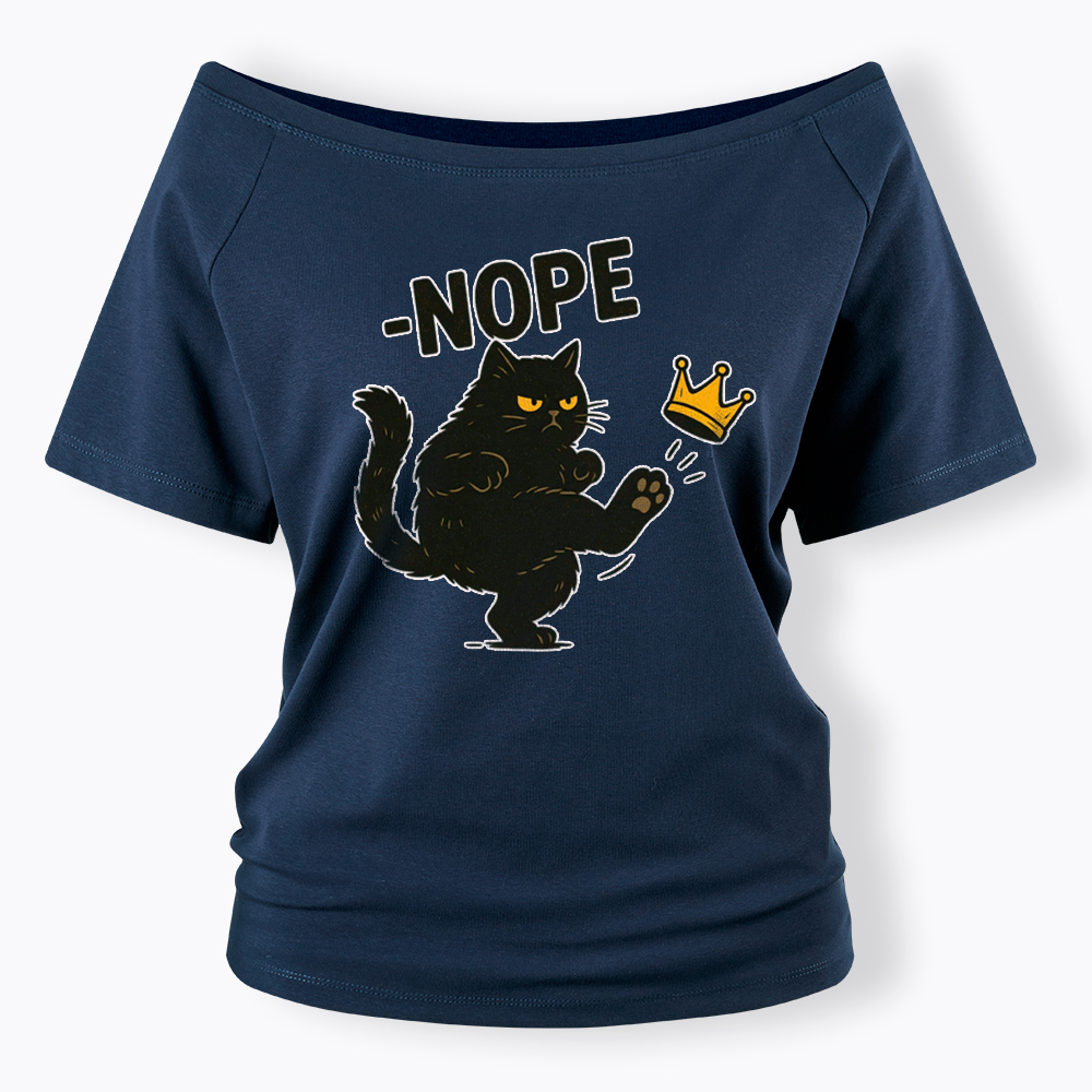 No Kings in America Black Cat Off Shoulder T-Shirt