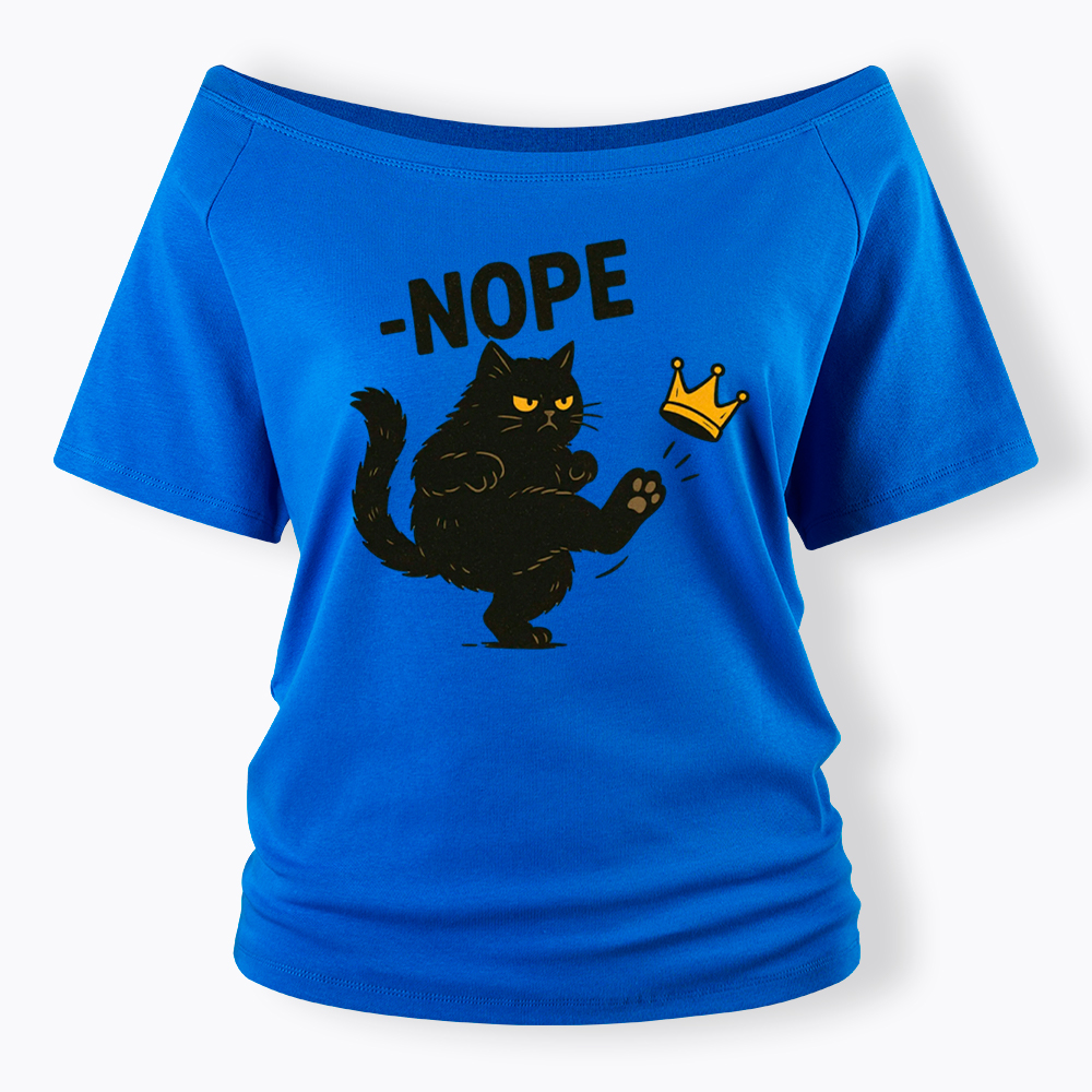No Kings in America Black Cat Off Shoulder T-Shirt