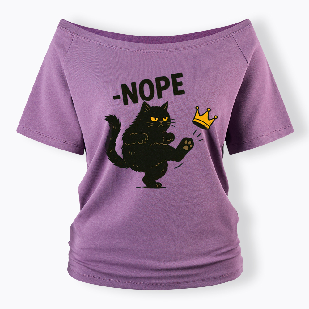 No Kings in America Black Cat Off Shoulder T-Shirt