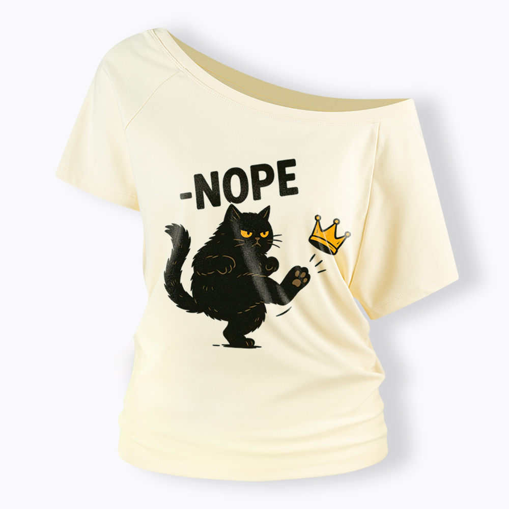 No Kings in America Black Cat Off Shoulder T-Shirt