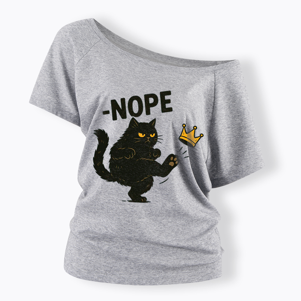 No Kings in America Black Cat Off Shoulder T-Shirt