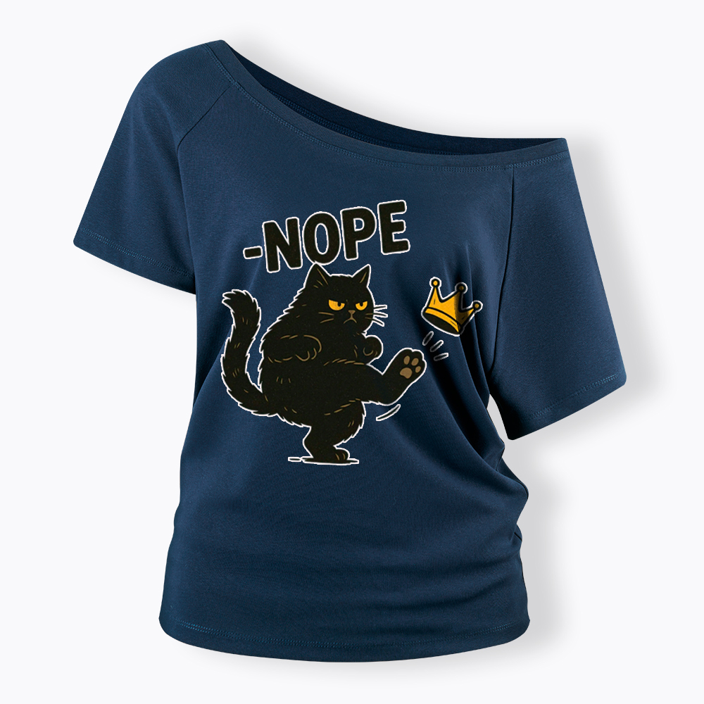 No Kings in America Black Cat Off Shoulder T-Shirt