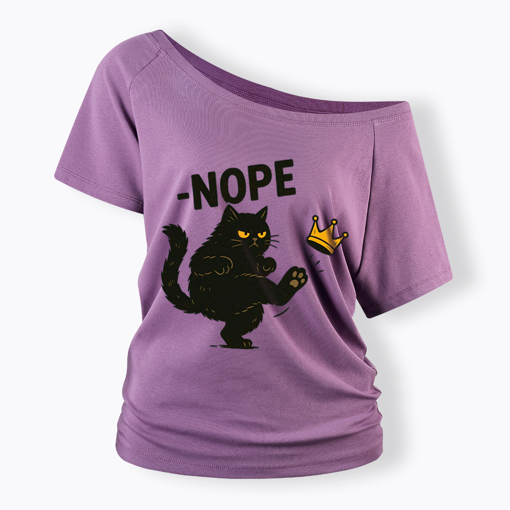 No Kings in America Black Cat Off Shoulder T-Shirt