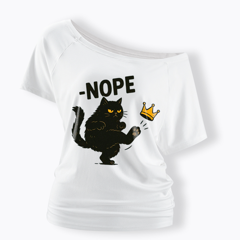 No Kings in America Black Cat Off Shoulder T-Shirt