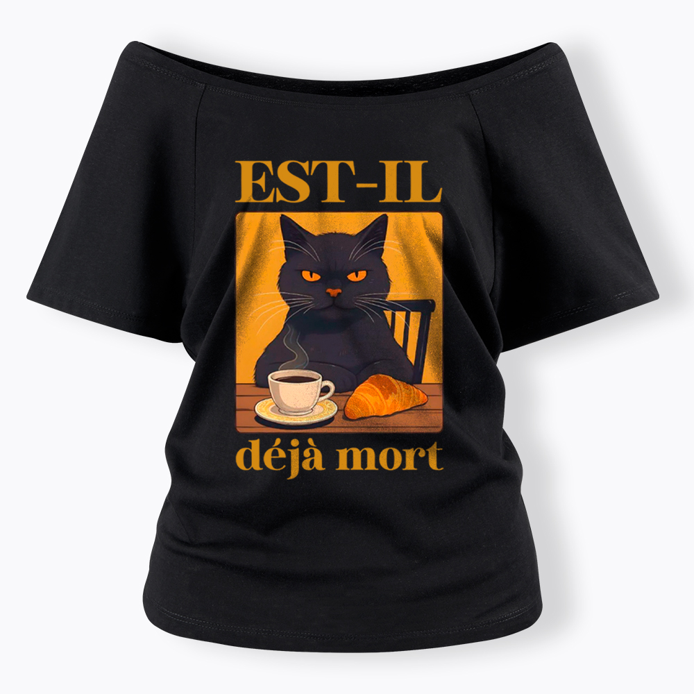 French Cat Off Shoulder T-Shirt
