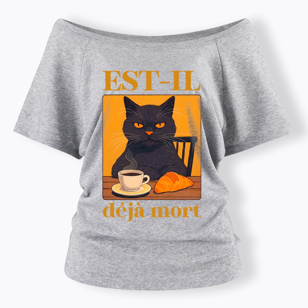 French Cat Off Shoulder T-Shirt