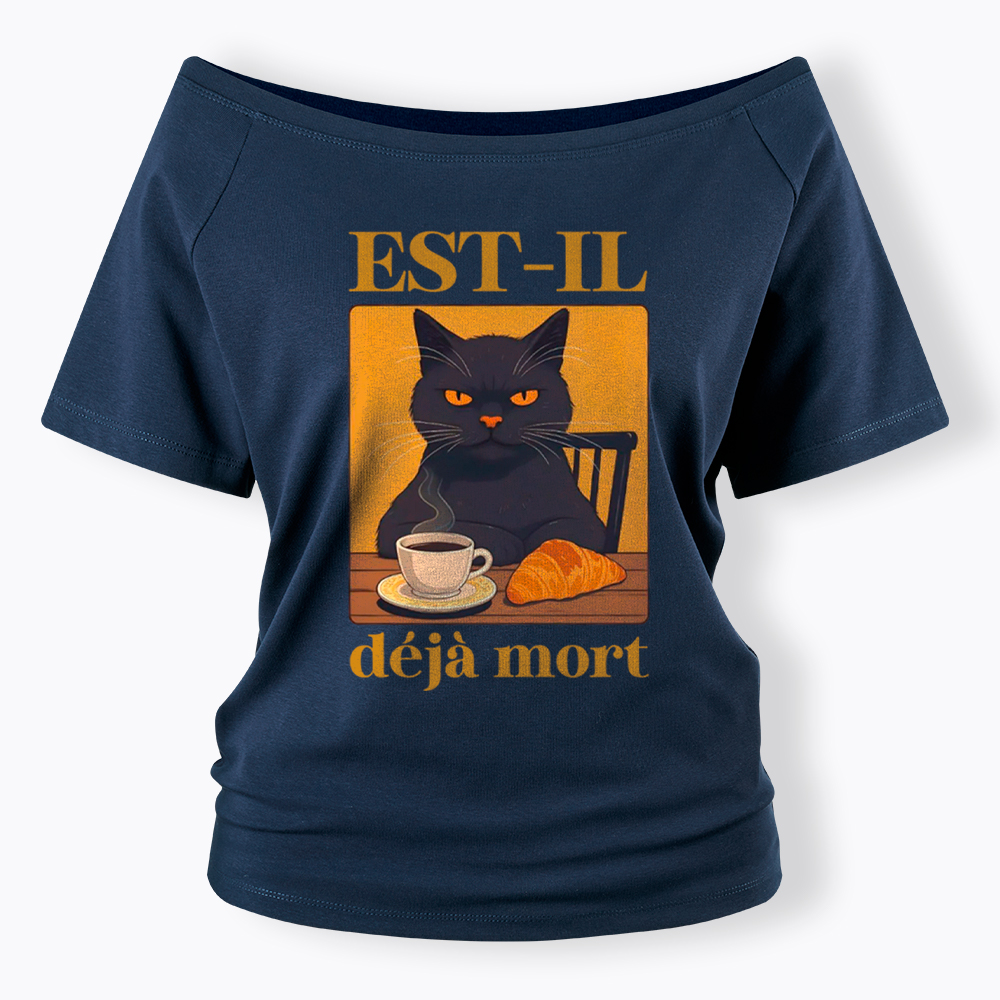 French Cat Off Shoulder T-Shirt