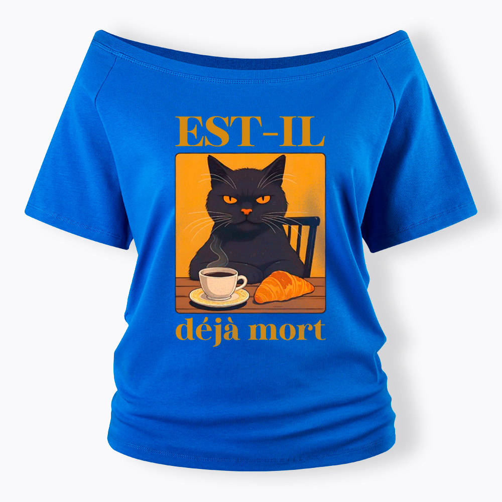 French Cat Off Shoulder T-Shirt