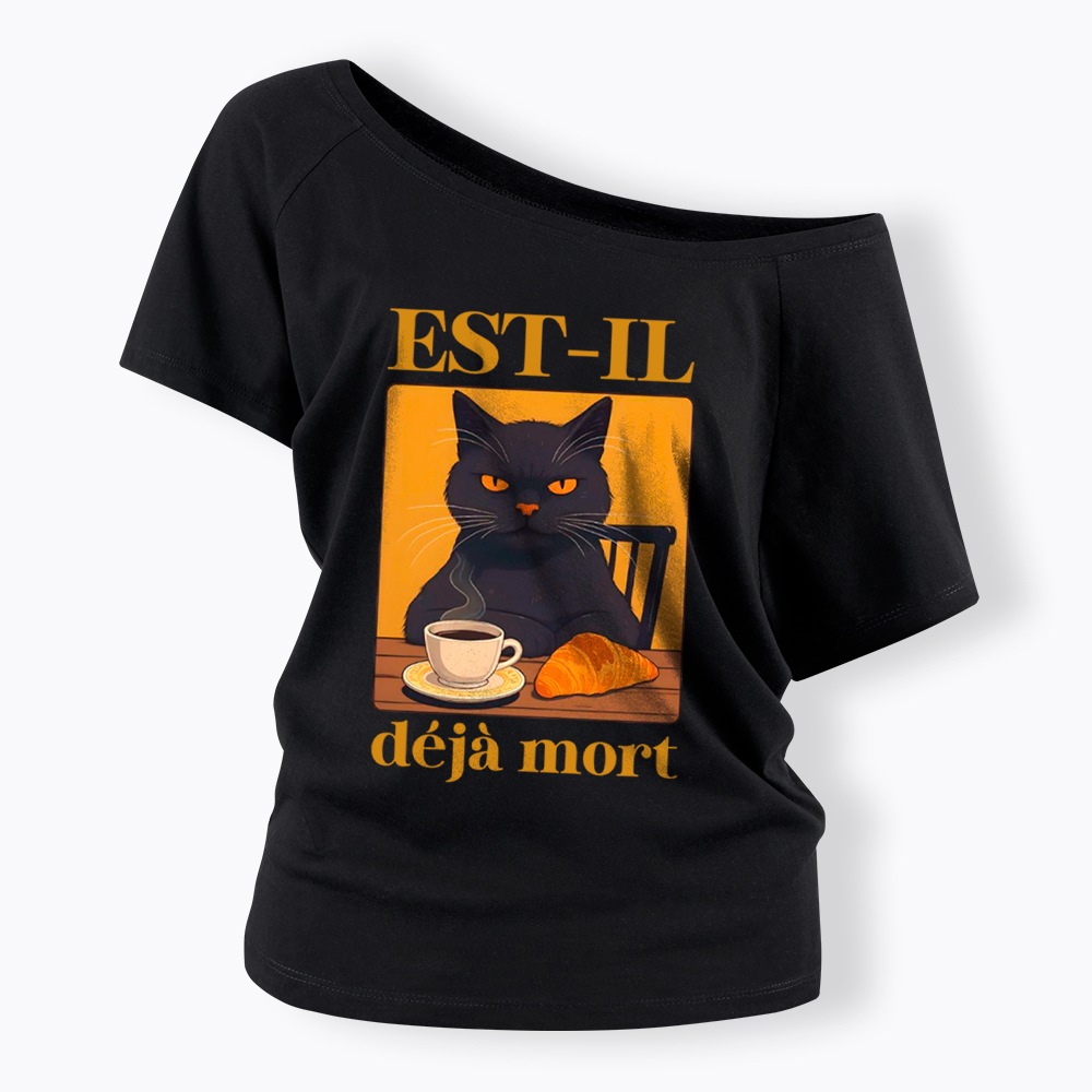 French Cat Off Shoulder T-Shirt