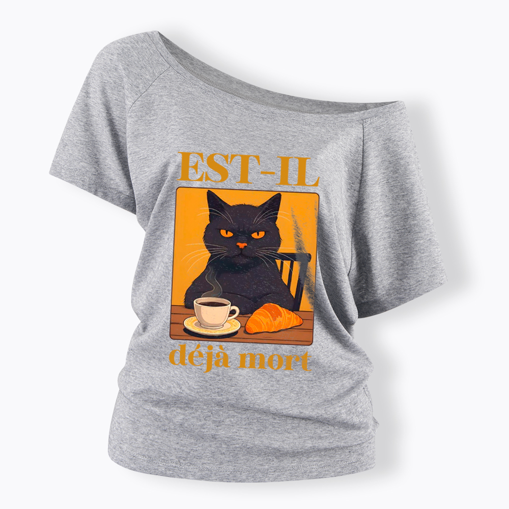 French Cat Off Shoulder T-Shirt
