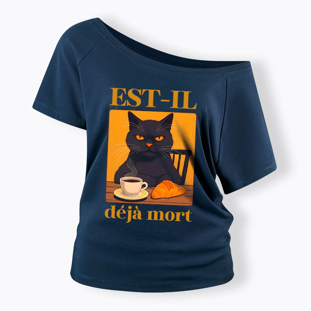 French Cat Off Shoulder T-Shirt