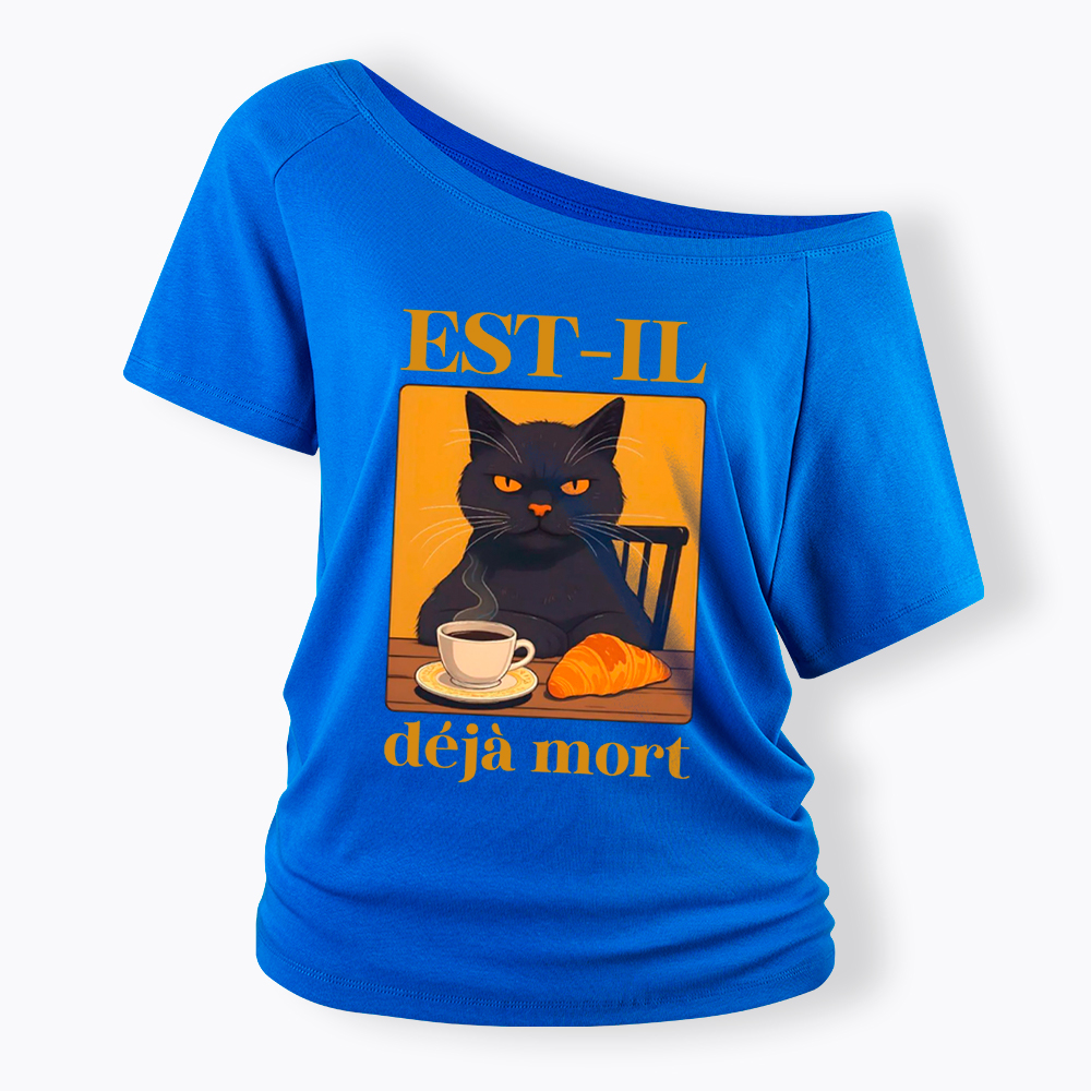 French Cat Off Shoulder T-Shirt