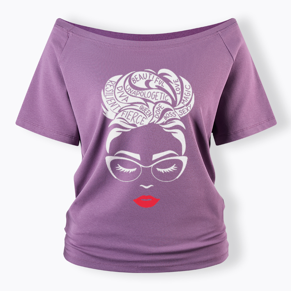 Black Queen Afro Woman Empowerment Off Shoulder T-Shirt