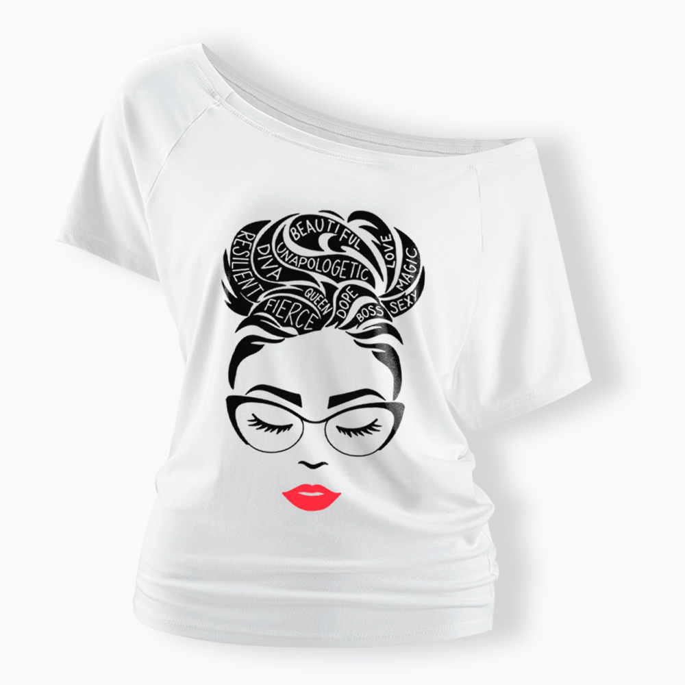 Black Queen Afro Woman Empowerment Off Shoulder T-Shirt