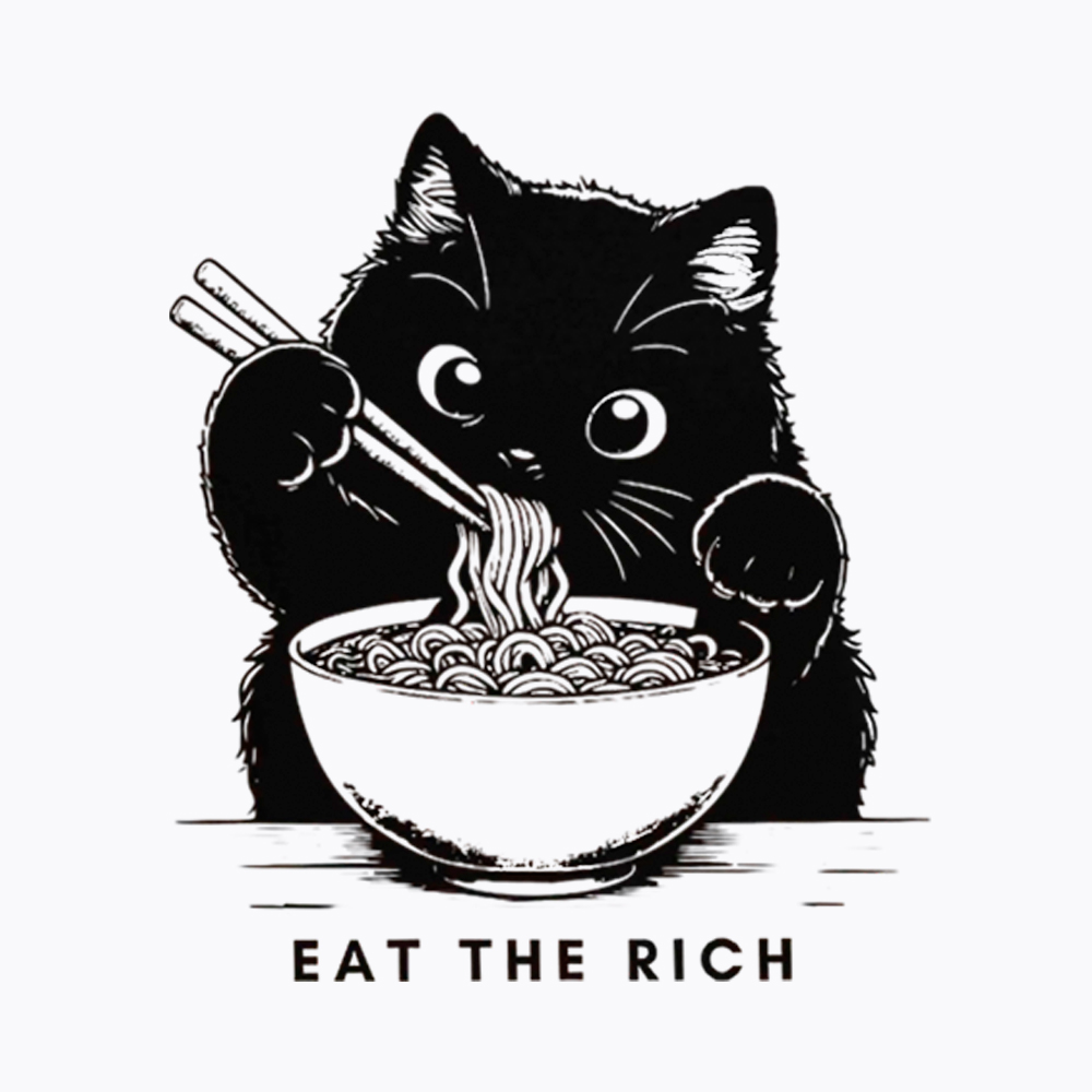 Eat The Rich Cute Cat Political Off Shoulder T-Shirt
