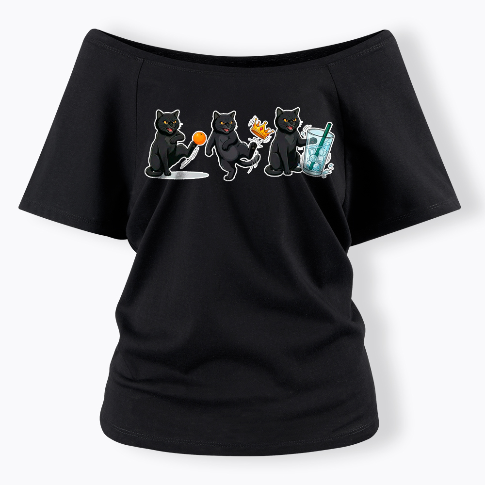 NOPE No Kings Cat Off Shoulder T-Shirt