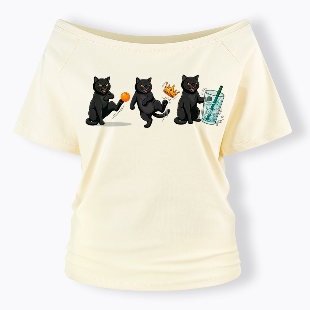 NOPE No Kings Cat Off Shoulder T-Shirt