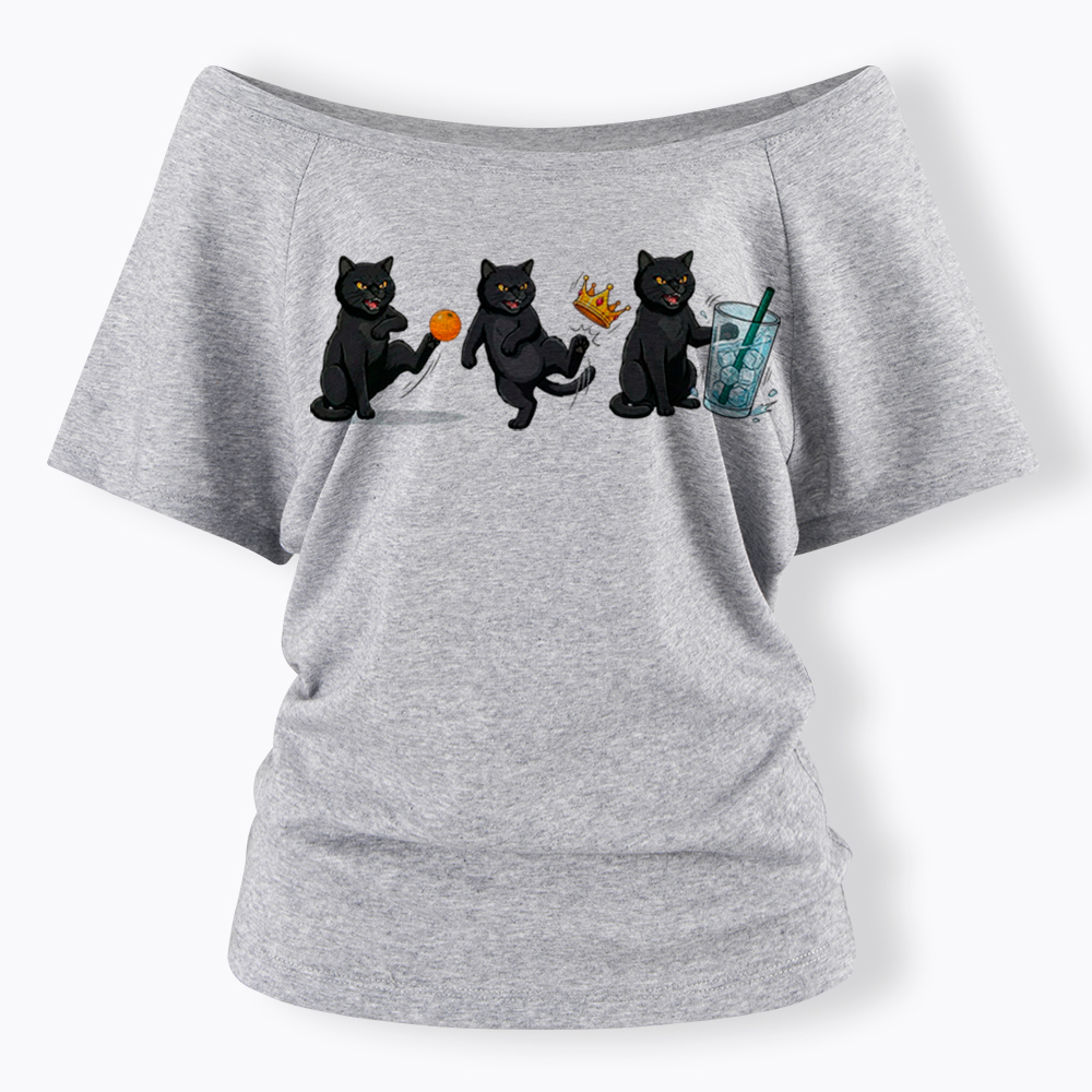 NOPE No Kings Cat Off Shoulder T-Shirt