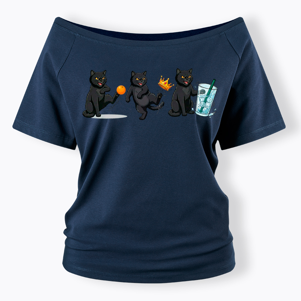 NOPE No Kings Cat Off Shoulder T-Shirt