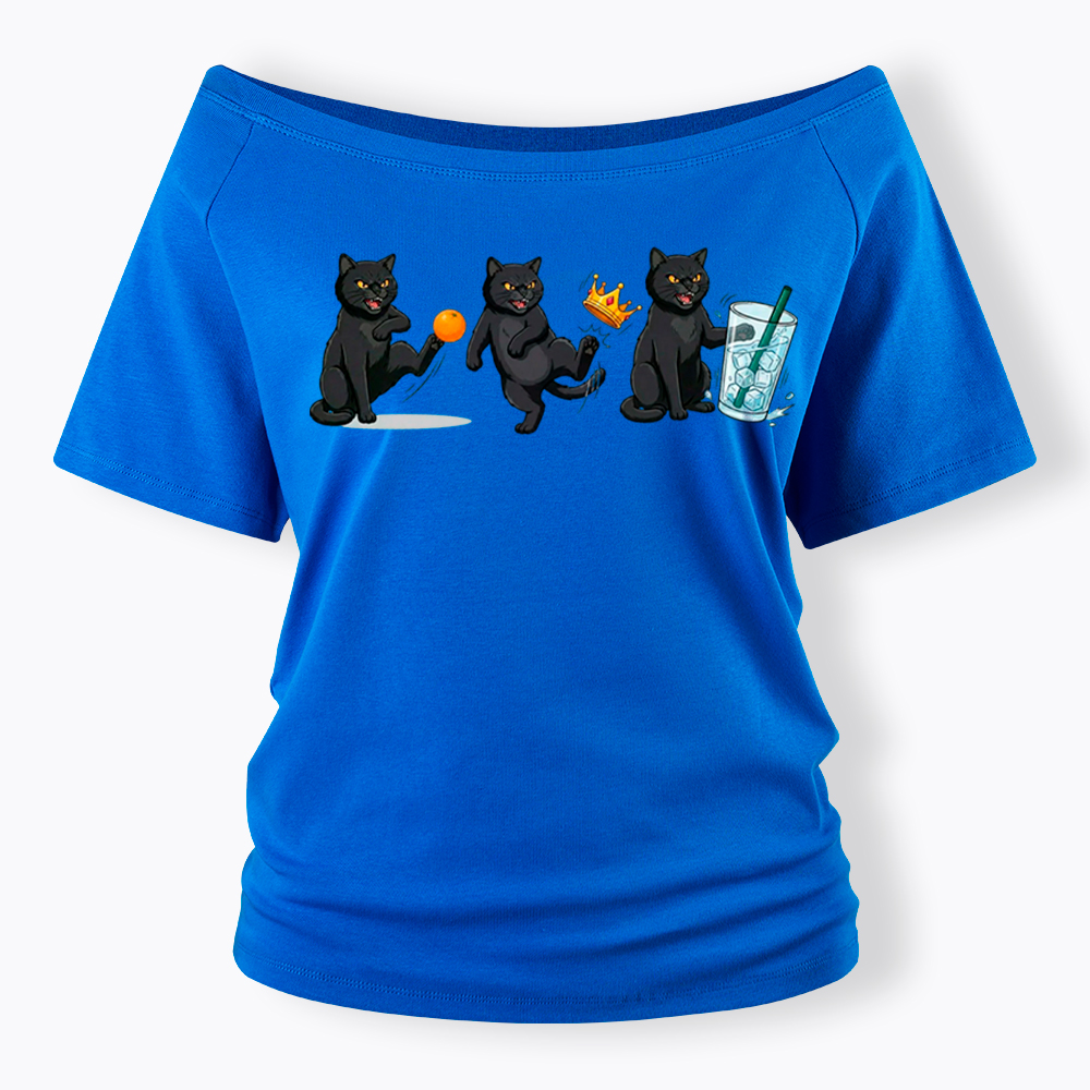 NOPE No Kings Cat Off Shoulder T-Shirt