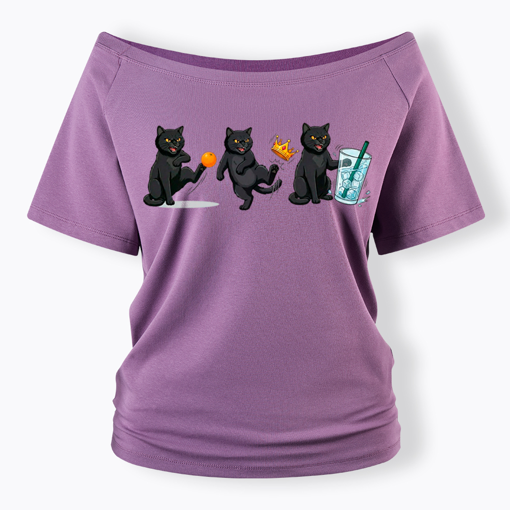 NOPE No Kings Cat Off Shoulder T-Shirt
