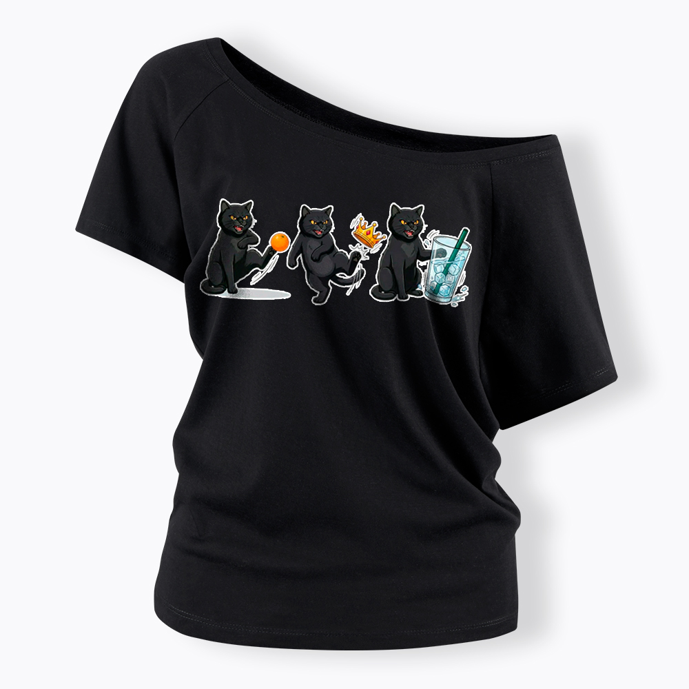 NOPE No Kings Cat Off Shoulder T-Shirt