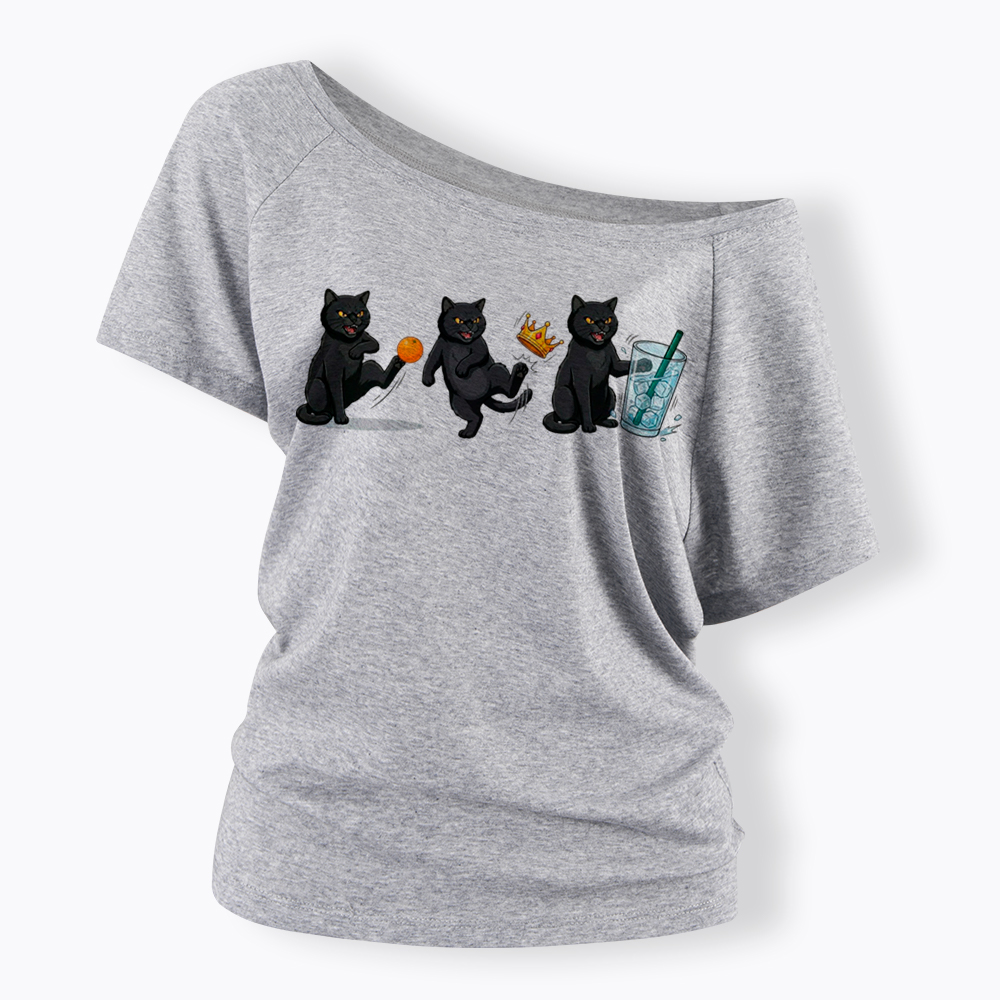 NOPE No Kings Cat Off Shoulder T-Shirt