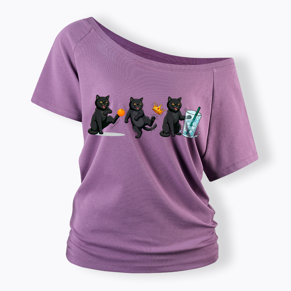 NOPE No Kings Cat Off Shoulder T-Shirt