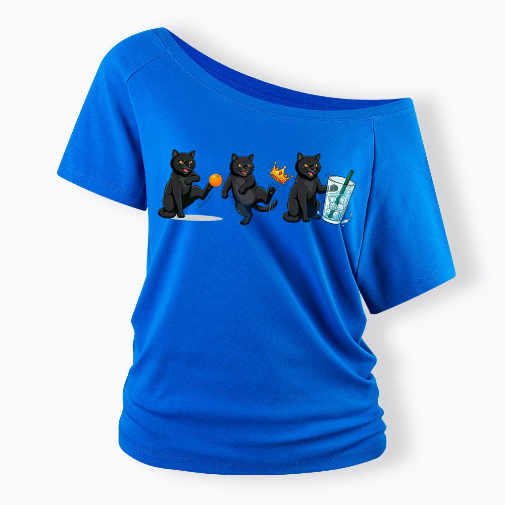 NOPE No Kings Cat Off Shoulder T-Shirt