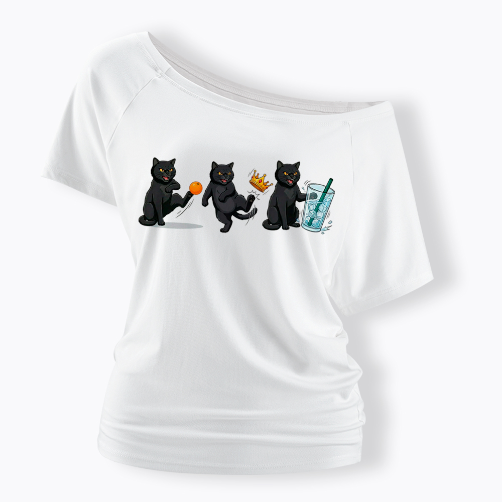 NOPE No Kings Cat Off Shoulder T-Shirt