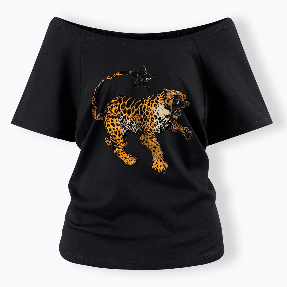 Vintage Inspired Jaguar Off Shoulder T-Shirt