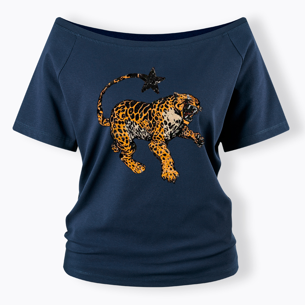 Vintage Inspired Jaguar Off Shoulder T-Shirt