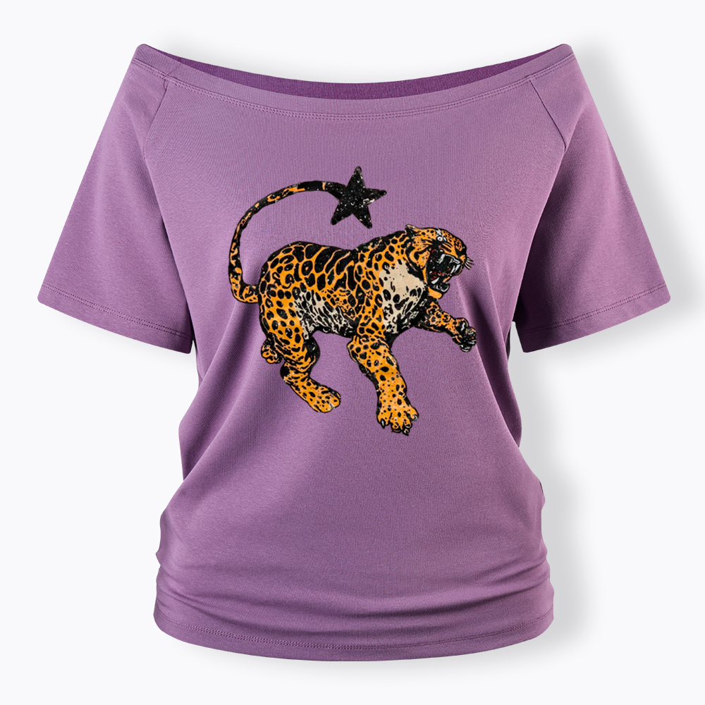 Vintage Inspired Jaguar Off Shoulder T-Shirt