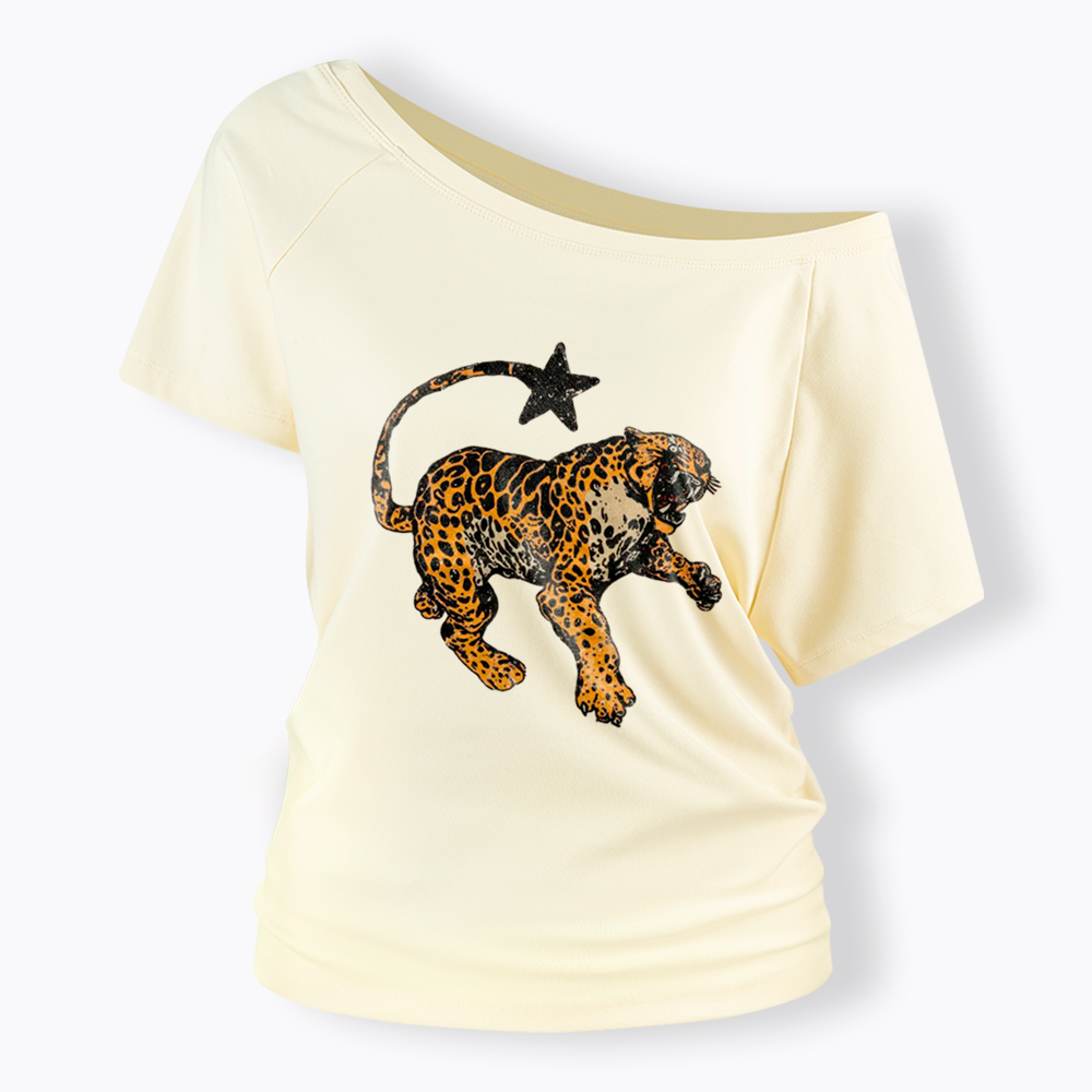 Vintage Inspired Jaguar Off Shoulder T-Shirt