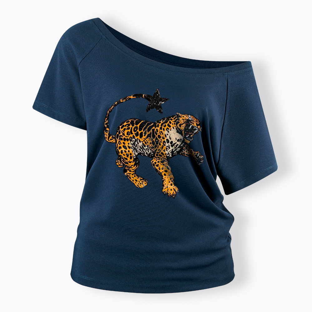 Vintage Inspired Jaguar Off Shoulder T-Shirt