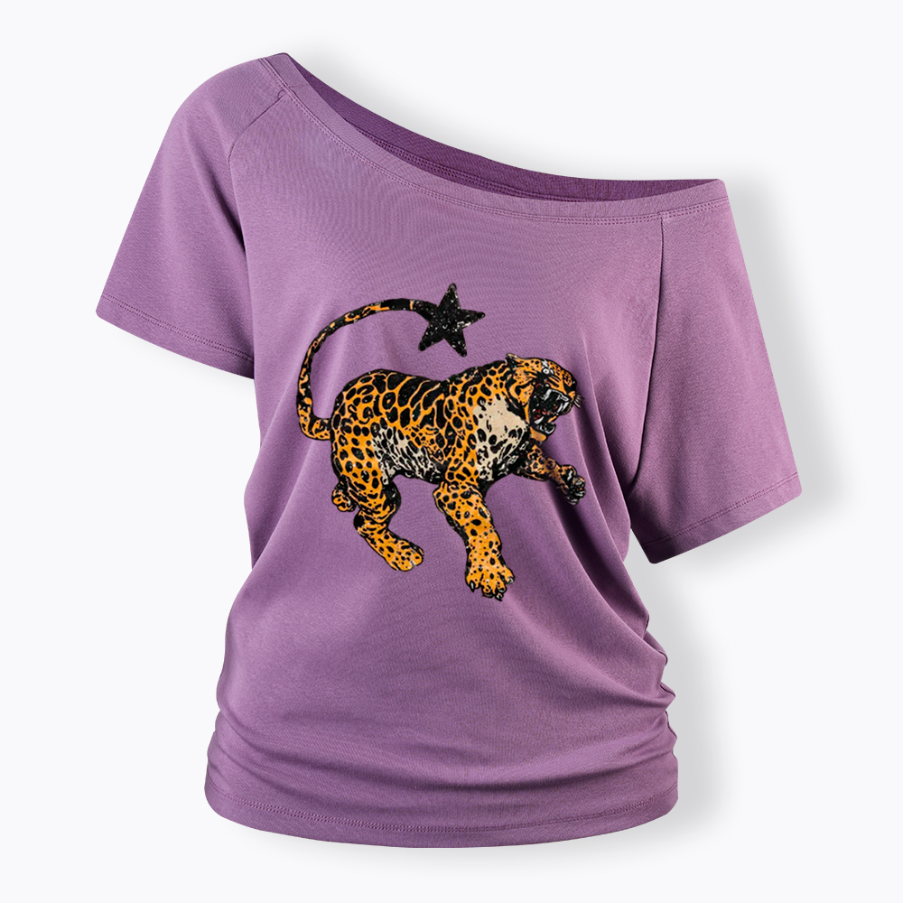 Vintage Inspired Jaguar Off Shoulder T-Shirt