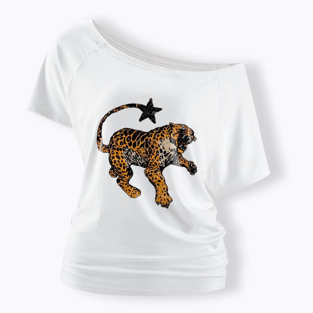 Vintage Inspired Jaguar Off Shoulder T-Shirt
