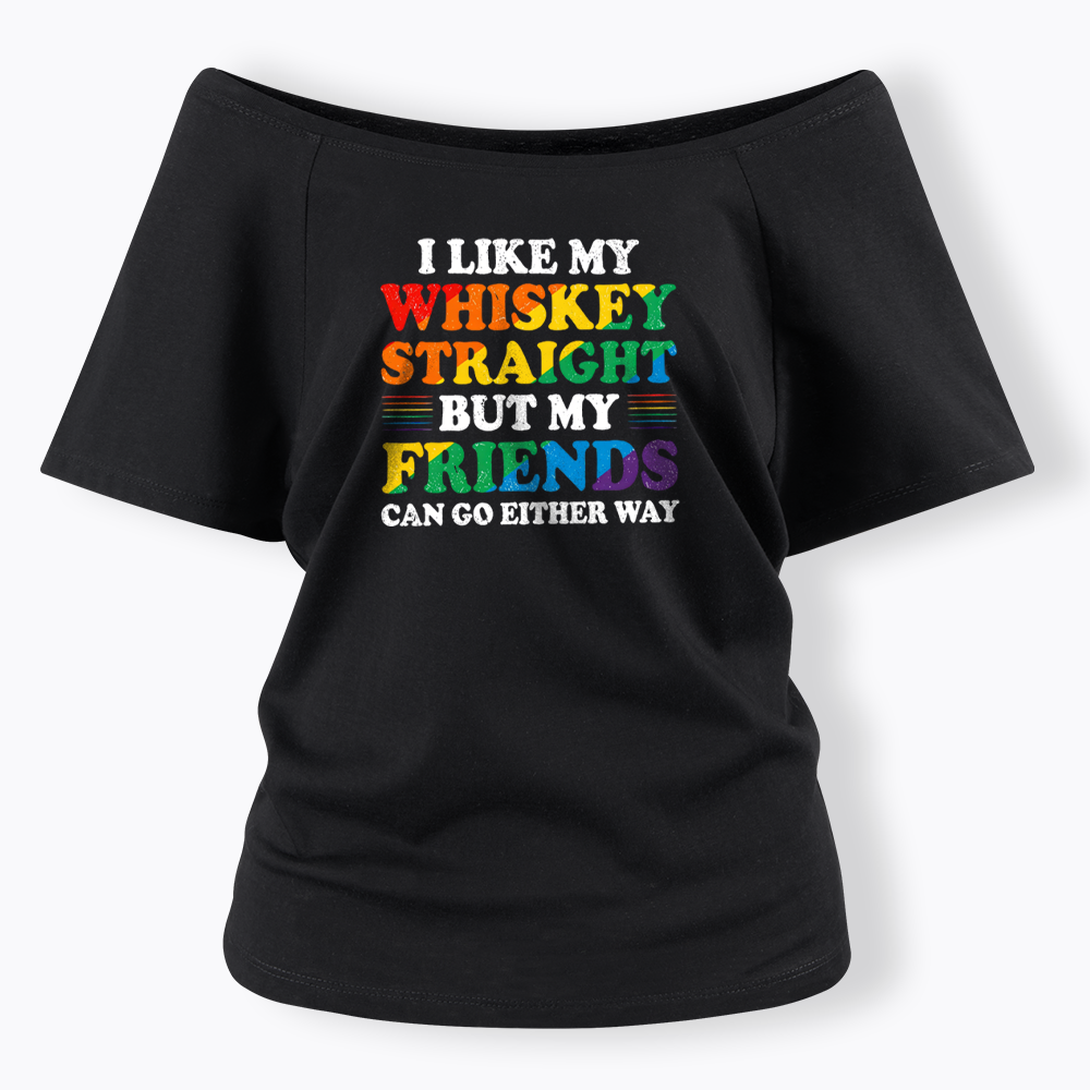 I Like My Whiskey Straight Off Shoulder T-shirt