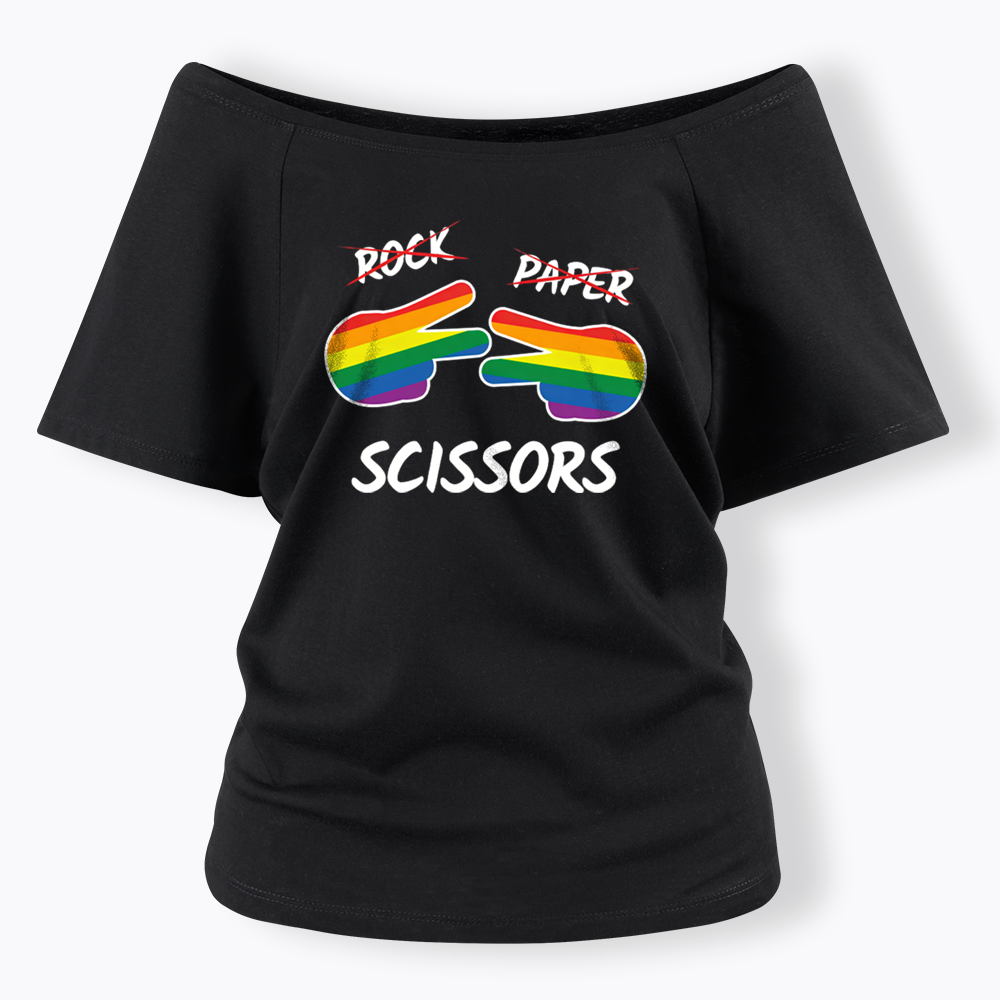 Rock Paper Scissors Off Shoulder T-shirt
