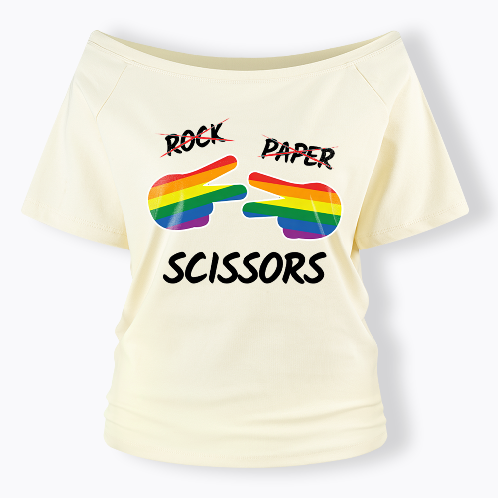 Rock Paper Scissors Off Shoulder T-shirt