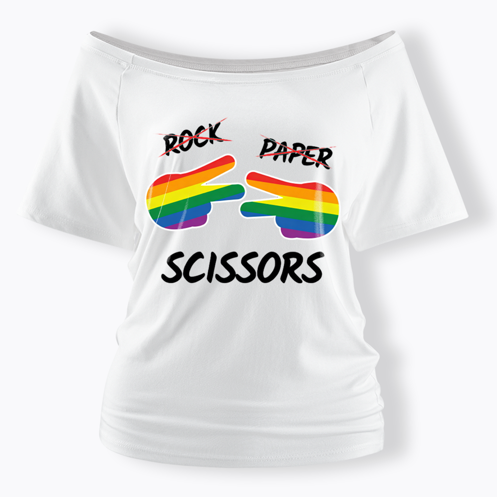 Rock Paper Scissors Off Shoulder T-shirt