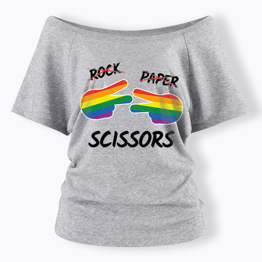 Rock Paper Scissors Off Shoulder T-shirt