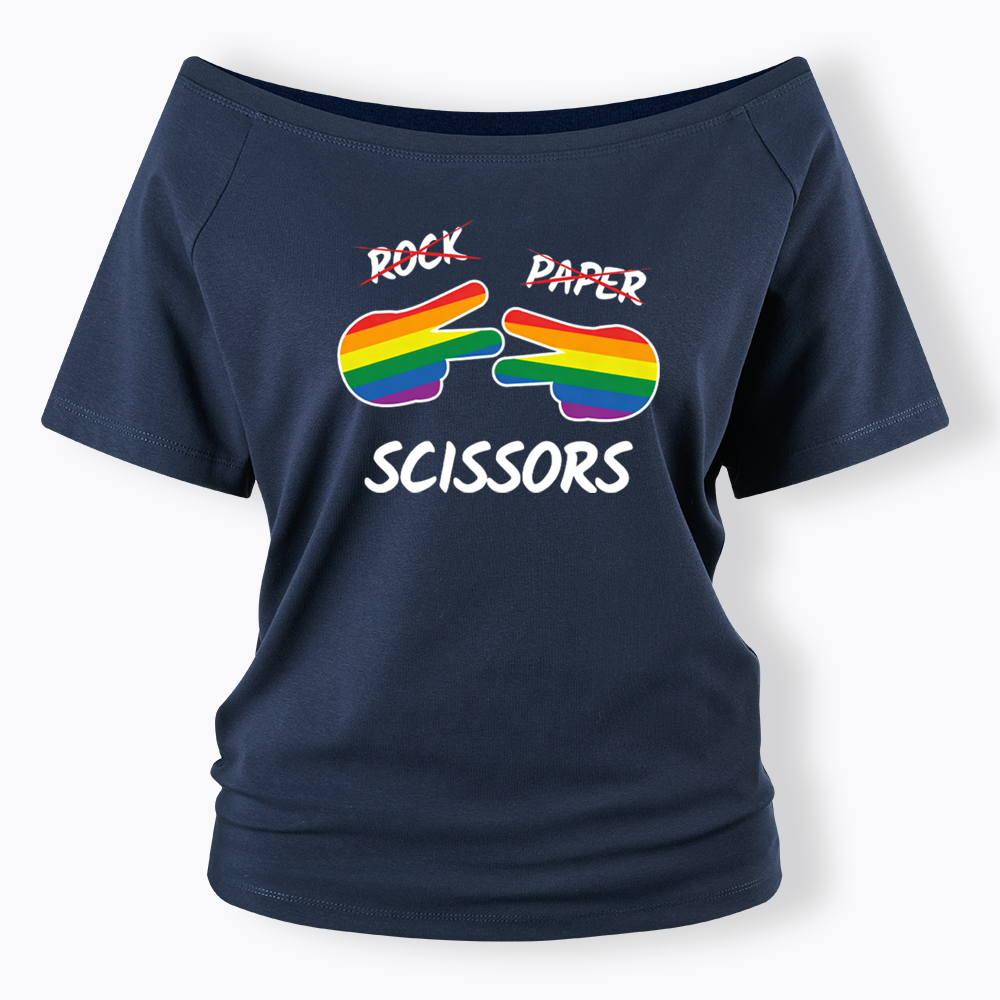 Rock Paper Scissors Off Shoulder T-shirt