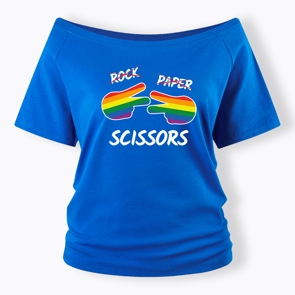 Rock Paper Scissors Off Shoulder T-shirt