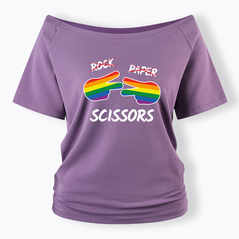 Rock Paper Scissors Off Shoulder T-shirt