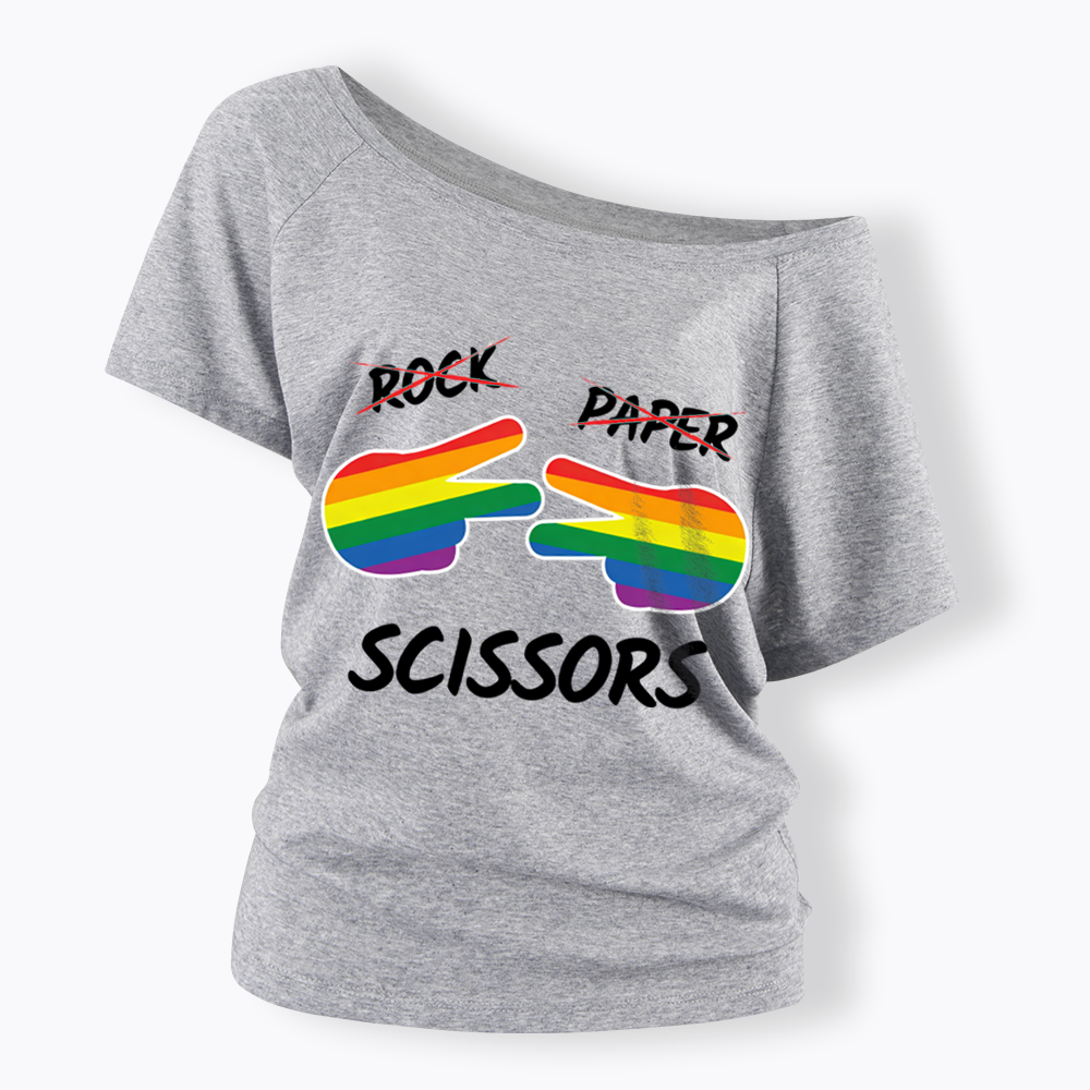 Rock Paper Scissors Off Shoulder T-shirt
