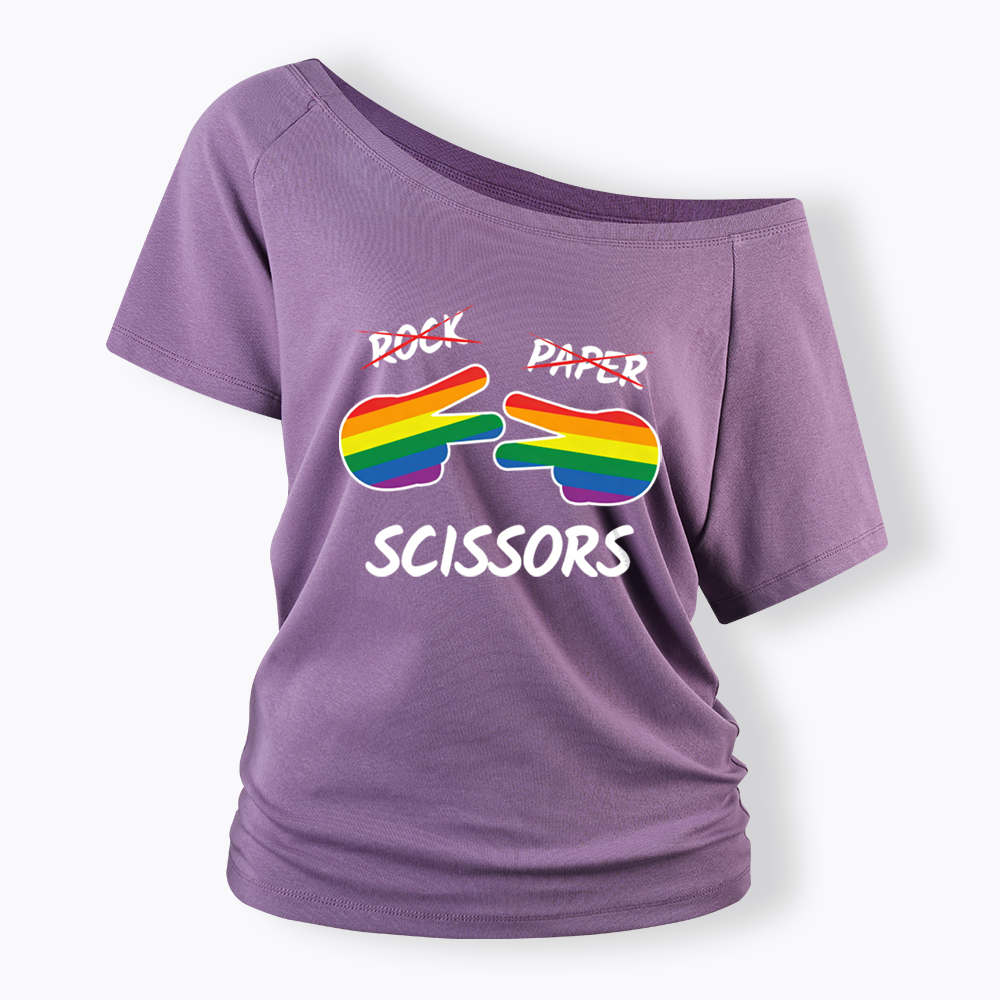 Rock Paper Scissors Off Shoulder T-shirt