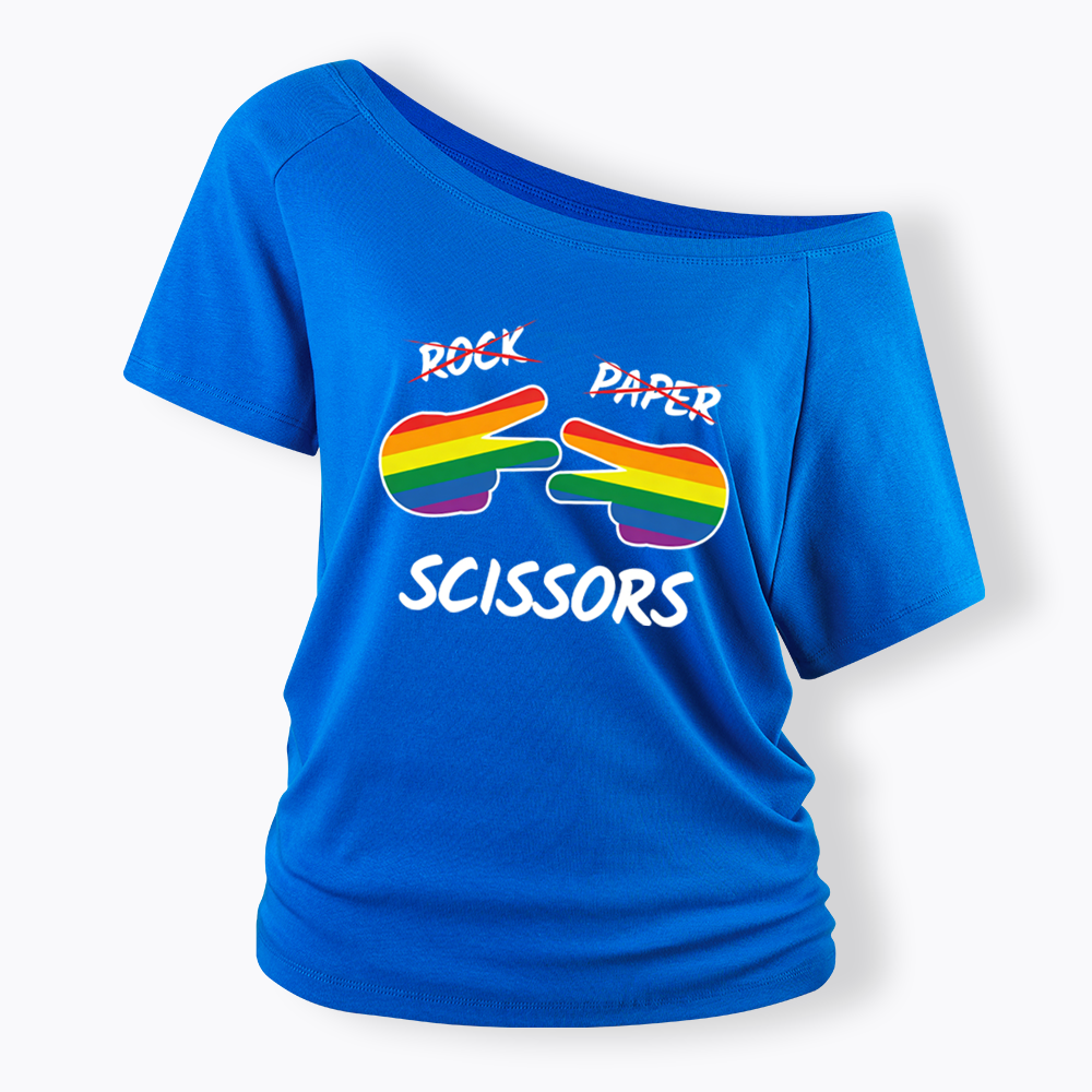 Rock Paper Scissors Off Shoulder T-shirt