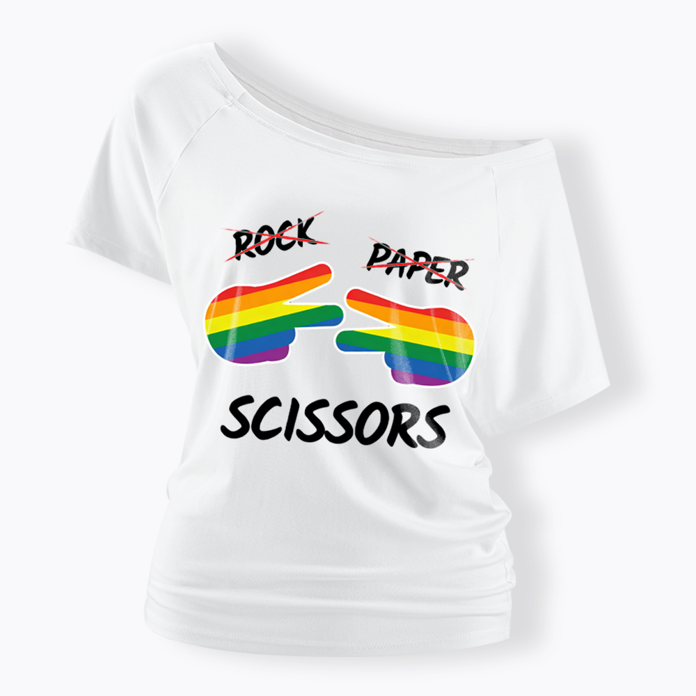 Rock Paper Scissors Off Shoulder T-shirt